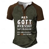 economico Parole divertenti-Per uomo maglietta Camicia Henley Magliette grafiche Magliette divertenti Color Block Alfabetico Gott Henley Abbigliamento Stampa 3D Plus Size Esterno Giornaliero Manica corta Collage Bottone giù