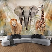 preiswerte tierische Wandteppiche-Afrikanische Tiere hängender Wandteppich Wandkunst großer Wandteppich Wandmalerei Foto Hintergrund Decke Vorhang Heim Schlafzimmer Wohnzimmer Dekoration