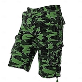 preiswerte Klassiker-Herren Cargo-Shorts Shorts mit Camouflage-Muster Shorts Sommershorts Bein Kordelzug Mehrere Taschen Klappentasche Tarnung Komfort tragbar Knielang Outdoor Sport Täglich Mode Lässig Armeegrün Rote