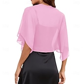 abordables enveloppes d&#039;invité de mariage-Écharpe Femme Élégant Sans manches Polyester Boléros de Mariage Avec Couleur unie Pour Soirée Printemps &amp; Été