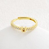お買い得  贈り物-パーソナライズされた文字リング、お母さんへの贈り物、18Kゴールドメッキ銅リング、A-Zアルファベットデザイン、ジルコン付き調節可能なオープンバンド、女性のためのエレガントでスタイリッシュなジュエリー