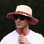 billiga Huvudbonader för herrar-Herr Fiskarhatt Solhatt Fiskehatt Boonie hatt Svart Rubinrött Polyester Broderad Mode Ledigt Dagligen Boho Paisley Damask Pläd / Randig / Chevron Solskyddskräm Andningsfunktion