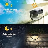 economico Applique per esterni-4 pezzi luce da parete solare impermeabile per esterni cortile giardino recinzione scala parete balcone recinzione illuminazione luce bianca luce calda radiante