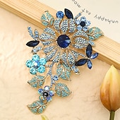 abordables Suministros para la fiesta-1 pieza/juego de exquisito broche de flor de rosa de cristal colorido brillante para niñas, alfiler de vestido de noche para damas, accesorios de moda para bodas