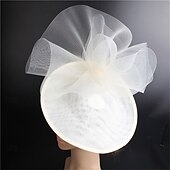 tanie fascynatory-Nakrycie Głowy Kapelusz Fedora Lnianą Na Ślub Urodziny Wieczorną Imprezę Herbatkę Wyścigi Konne Elegancki Vintage Uroczy Z Piórem Kwiatowym Nakryciem Głowy