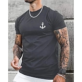 preiswerte Lässige T-Shirts für Herren-Herren T-Shirt Kurzarmshirt Kurzarm Rundhalsausschnitt Frühling &amp; Herbst Buchstabendruck Mode Designer Druck Urlaub Straße Ausgehen Dunkelgrau Weiß Schwarz Top T-Shirt für Herren