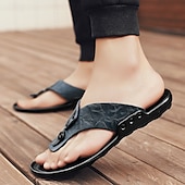 preiswerte Urlaubsandalen-Moderne Flip-Flops aus hellbraunem Kunstleder für Herren mit doppelten Aussparungen und verstellbaren Riemen – vielseitiges Schuhwerk für Komfort im Alltag