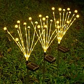 baratos Luzes de chão-2 peças led luzes solares externas luzes de vaga-lume inserção de solo luzes de pátio poste brilhante pátio jardim caminho gramado casamento festival festa atmosfera