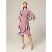 economico Abiti da festa-Per donna Taglie Forti Abito Midi Set di vestiti Abito a trapezio Elegante Ospite di nozze Cocktail party Vestibilità regolare Semplice Senza Maniche Scollo a Barca Rosa polverosa Estate