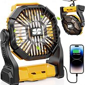 economico Luci e lanterne da campeggio-1 luce portatile da campeggio per esterni, ventilatore per esterni, power bank di emergenza, ventilatore con ricarica USB, batteria a lunga durata, tre livelli di oscuramento, quattro livelli di velocità del vento