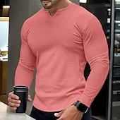 economico T-shirt in maglia a coste-Per uomo Maglietta Maglietta a Maglia a Coste Camicia a Maniche Lunghe Manica Lunga Scollo a V Estate Semplice Striscia di Fossa Moda Designer Essenziale Lavoro a maglia Vacanza Streetwear Uscire