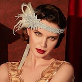olcso Kiegészítők és még sok más-1920-as évek A nagy Gatsby Flapper fejpánt A nagy Gatsby Esküvői Vendég Gallér nélküli Jelmez Női Mindszentek napja Farsang Álarcos mulatság Parti Álarcos mulatság Esküvői fogadás Felnőttek Hajszalag
