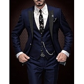  Men's Burgundy Tuxedo Suit 3 Piece Slim Fit – Wedding Prom Dinner Party Suit, One Button Shawl Lapel Blazer Vest Pants, Available in Black, Blue, Green