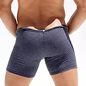 cheap Men&#039;s Boxers Underwear-Men&#039;s 1 PCS Boxers Underwear Boxer Shorts Drawstring Polyester Breathable Soft Comfortable Plain Mid Rise Dark Blue