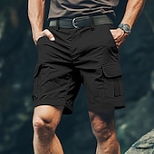 cheap Outdoor-Men&#039;s Cargo Shorts Shorts Bermuda shorts Casual Shorts Multi Pocket Straight Leg Plain Comfort Wearable Knee Length Outdoor Casual Camping &amp; Hiking Fashion Streetwear Black Green Micro-elastic