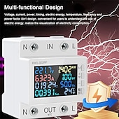 abordables Testeurs et détecteurs-Tuya WiFi 8 en 1 Compteur d&#039;énergie Écran couleur 2P Multifonction AC Compteur d&#039;énergie Téléphone portable Contrôle à distance par application 170-270 V/63 A