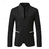 abordables Blazers Clásicos para Hombres-Hombre Graduación chaqueta Negocio Fiesta de Cóctel Fiesta de Boda Moda Casual Primavera Otoño Poliéster Plano Botones Bolsillo Cómodo Botonadura Simple Chaqueta de sport Negro Blanco Rojo Color Caquí