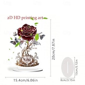 abordables Articles de fête-Cadeau de rose plate 2D pour femme, cadeau d&#039;anniversaire de femme, cadeau de rose pour maman, imitation de rose en cristal, rose éternelle, meilleure amie de la femme, petite amie, pas besoin