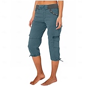 economico pantaloni cargo da donna-Per donna Taglia EU / US Semi-lungo Moda Casual Lunghezza al ginocchio Naturale Semplice Base Confortevole Inelastico Casual Quotidiano Giacinto Tessuto almond Nero 3 # Bianco Estate Primavera
