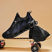 preiswerte Herren Laufschuhe-Sportliche Herren-Sneaker, auffälliges Flammen-Design in Schwarz und Rot, Sportschuhe zum Laufen und fürs Fitnessstudio