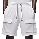 baratos Clássico-Homens Bermuda Cargo Shorts de verão Bermudas Shorts casuais Com Cordão Bolso multi Perna reta Tecido Respirável Pavio Humido Comprimento do joelho Ao ar livre Casual Corrida Moda Roupa de rua Preto