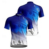 abordables Maillots pour hommes-Homme Maillot Velo Cyclisme Manche Courte Cyclisme Tee-shirt Maillot avec 3 poches arrière VTT Vélo tout terrain Respirable Séchage rapide Conception anatomique Mèche Bleu Des sports Vêtement Tenue