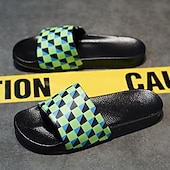 abordables Sandales décontractées-sandales à enfiler géométriques vibrantes pour hommes – chaussures d&#039;été décontractées pour la plage et la piscine