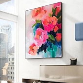 abordables Peintures fleurs/botaniques-peinture de fleurs sauvages peinte à la main texture 3D peinture de fleurs en fleurs toile extra large taille flore peinture à l&#039;huile art mural peinture botanique art mural décor art rose paysage