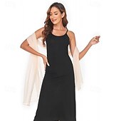 voordelige bruiloft gast wraps-Damesomslag Elegant Mouwloos Polyester Bruiloftsomslagen Met Pure Kleur Voor Feest Lente zomer
