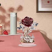 abordables Articles de fête-Cadeau de rose plate 2D pour femme, cadeau d&#039;anniversaire de femme, cadeau de rose pour maman, imitation de rose en cristal, rose éternelle, meilleure amie de la femme, petite amie, pas besoin