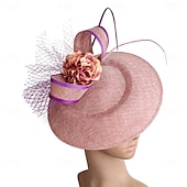 abordables Fascinators-accessoire Imitation Lin Mariage Soirée Élégant Mariage Avec Fleur Casque Couvre-chef