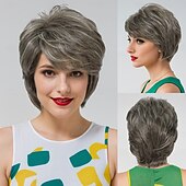 economico parrucca più vecchia-Parrucche sintetiche Ondulato Tessitura riccia Taglio asimmetrico Frangetta dritta A macchina Parrucca 30 pollici A1 Capelli sintetici Per donna Classico Comodo Colore Graduale e Sfumato Multicolore