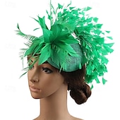 abordables Fascinators-accessoire Imitation Lin Plumes Mariage Soirée Élégant Mariage Avec Plume Casque Couvre-chef