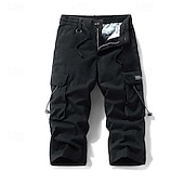 economico Classico-Per uomo Pantaloncini Cargo Capri Pantaloni capri Coulisse Elastico in vita Multi-tasche Semplice Comodità Indossabile Lunghezza al polpaccio All&#039;aperto Sport Quotidiano Moda Casual Nero Cachi