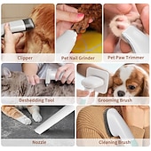 baratos Artigos para Cuidados do Pêlo para Cães-Kit de aspirador de pó 7 em 1 para animais de estimação - tosquiadeiras profissionais com 6 pentes-guia, ferramentas multifuncionais para remoção de 99% dos pelos de animais de estimação - cães, gatos