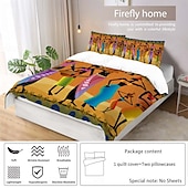 cheap Duvet Cover Sets-Three piece set of African primitive tribal character prints down duvet cover hotel bedroom guest room famous guest bed bedding comfortable set 1 down duvet cover 2 pillowcases king size bed s