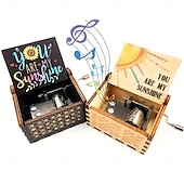 お買い得  Acessórios para festa-1個 You Are My Sunshine オルゴール 手回し式 木製 ビンテージ レーザー彫刻 小型オルゴール 奥様/お父様へのギフト 誕生日/クリスマス/記念日/結婚式/バレンタイン/母の日ギフト