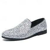 levne Pánské nazouváky a mokasíny-pánské plesové boty - zlaté třpytivé slip-on mokasíny pro okouzlující večerní nošení