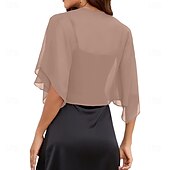 abordables enveloppes d&#039;invité de mariage-Écharpe Femme Élégant Sans manches Polyester Boléros de Mariage Avec Couleur unie Pour Soirée Printemps &amp; Été