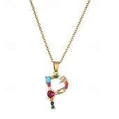 economico I regali-collana con lettera personalizzata, catena hip hop per clavicola, ciondolo con alfabeto in zircone colorato micro-pavé di rame, regalo di gioielli unico per la festa della mamma