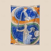 cheap Medieval Tapestry-Medieval Tapestry Middle Age Tapestry Gothic Art Large Tapestry Mural Decor Photograph Backdrop Home Bedroom Living Room Manuscript Illumination with the Beheading of Saint Paul in an Initial S
