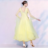 voordelige Ballroom danskleding-Ballroomdansen Kleding Gesplitst Kristallen / Bergkristallen Tule Dames Prestatie Feest Lange mouw Netstof Spandex Imitatiezijde