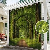 billiga Vattentäta gardiner-vattentät utomhusgardinskydd, utomhusgardiner, skjutbara uteplatsgardiner, pergolagardiner grommet skog för lusthus, balkong, veranda, fest