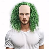 abordables Perruques de fête-Perruque Synthétique Ondulé Tissage bouclé Coupe Asymétrique Avec Bandeau Fabriqué à la machine Perruque 30 pouces A1 Cheveux Synthétiques Homme Classique Confortable Dégradé de Couleur Vert