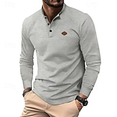 levne základní trička-Pánské Tričko s knoflíkem Tričko Waffle Henley košile Tričko Henley Dlouhý rukáv Henley Jaro Podzim Bez vzoru Módní Designové Základní Knoflíky Dovolená ulice Jdeme ven Černá Bílá Královská modř Top