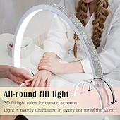 baratos abajur-Luz de meia lua para mesa de unha, lâmpada de arco de unha de 21,5 pol./29,5 pol. 39 W com controle de fio/remoto, luzes de tecnologia de unhas de 3 modos de cor, lâmpadas brilhantes, para