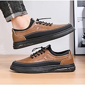 abordables Baskets-chaussures décontractées à lacets pour hommes en marron avec des accents noirs, conception durable pour un usage quotidien et des activités de plein air