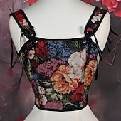 olcso Felsők-Retró Középkori Reneszánsz Fűző Prsluk Bustier Viking Fűzős Virágos Jelmez Női Kelta Fantasy Mindszentek napja Farsang Teljesítmény Parti LARP Felnőttek Fűző