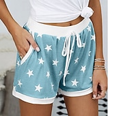 cheap Bermuda Shorts-Women's EU / US Size Bermuda shorts Pajamas Track Pants Baggy Shorts Athleisure Athletic Short Medium Waist Star Pocket Printing Basic Outdoor Comfortable Sports Micro-elastic Casual Sports claret