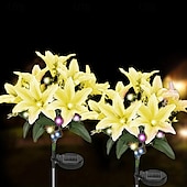 voordelige Grondlichten-2 stuks led-buitenzonnelampen, leliesimulatie, bloemgrondinzetlamp, 7 hoofdbloemen, 42 kralen, binnenplaats, tuin, gazon, pad, festival, bruiloft, feest, sfeerdecoratie, verlichting